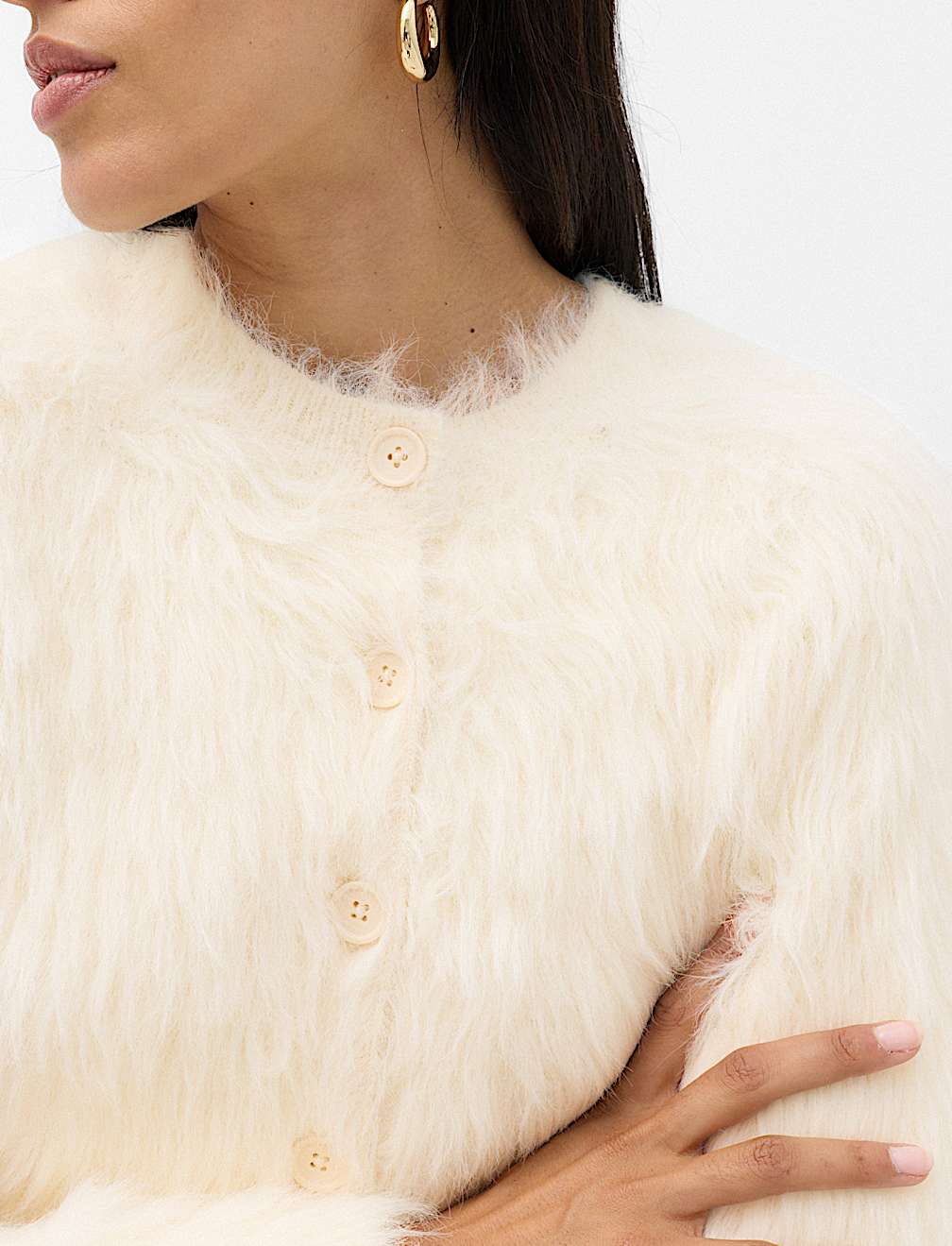 Textured Button Front Slim Cardigan