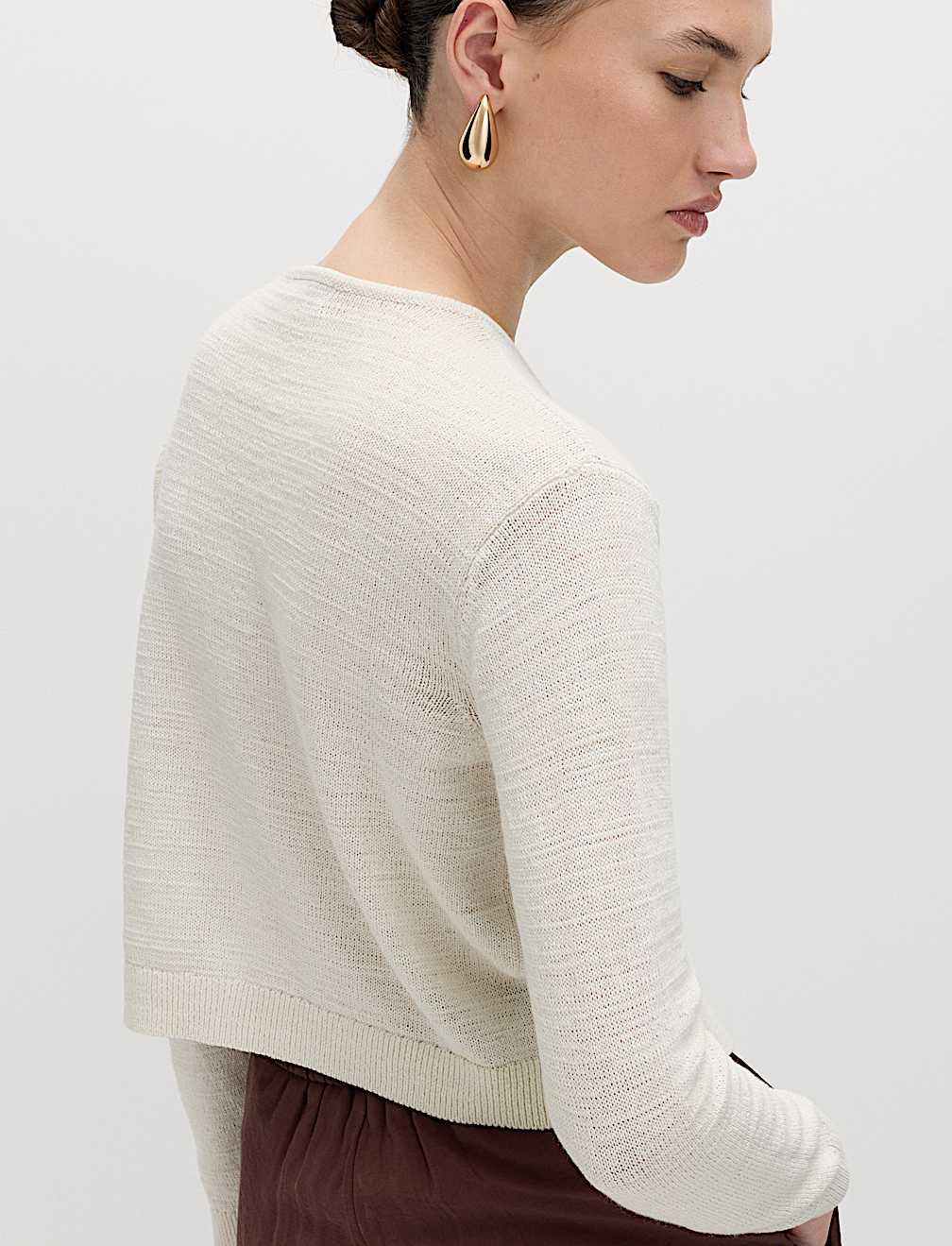 Cotton Rich Button Through Cropped Cardigan