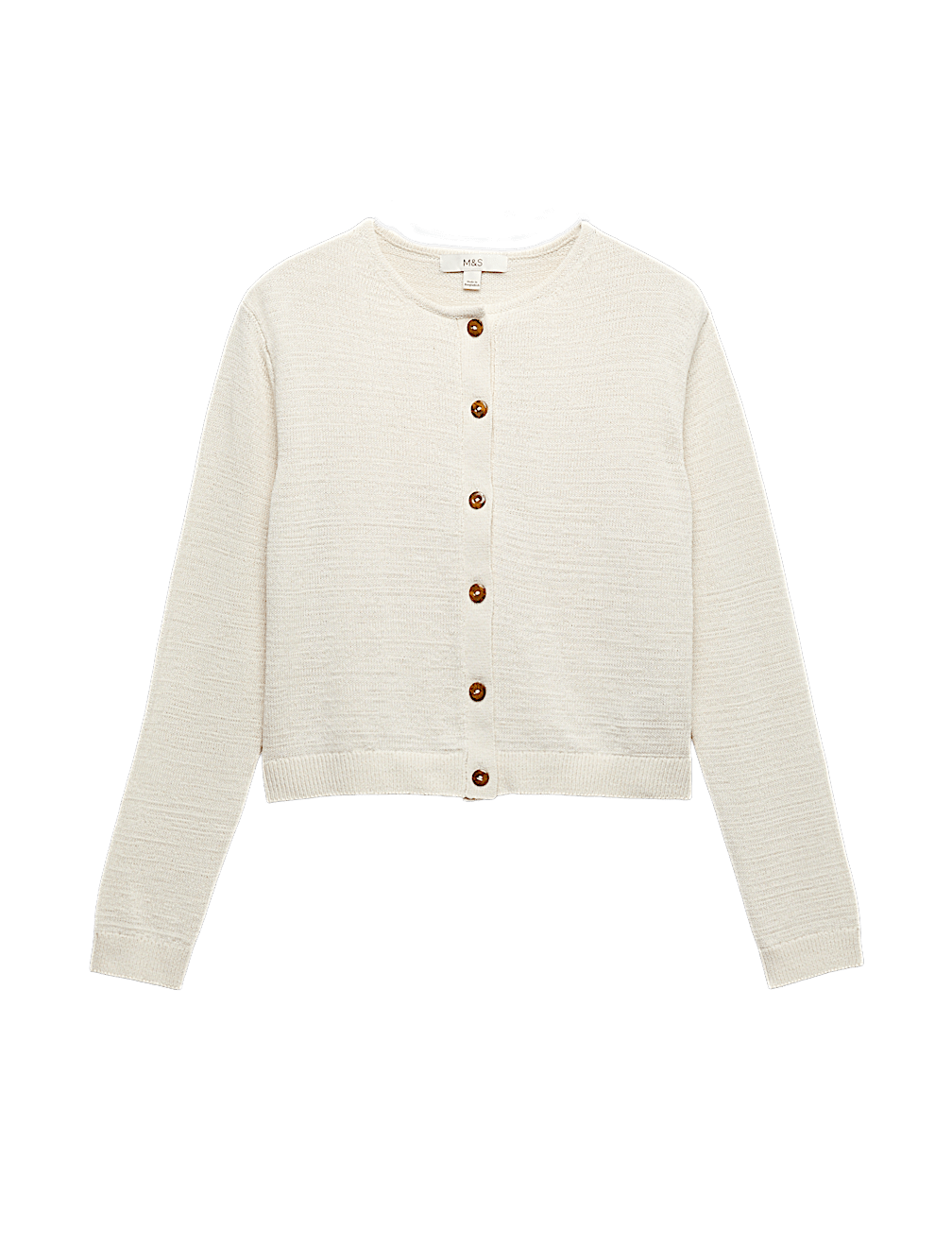 Cotton Rich Button Through Cropped Cardigan