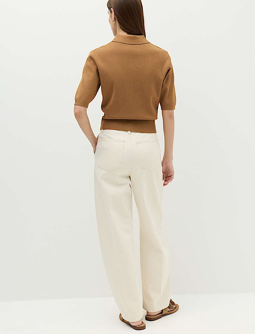 Collared Cropped Knitted Top
