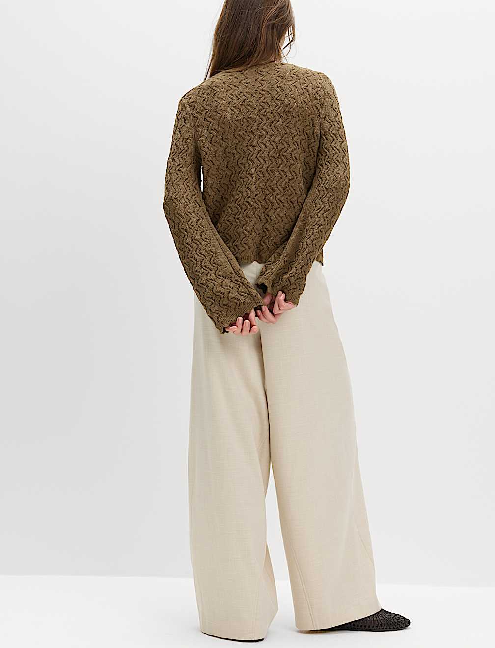 Cotton Rich Pearl Detail Scallop Edge Cardigan