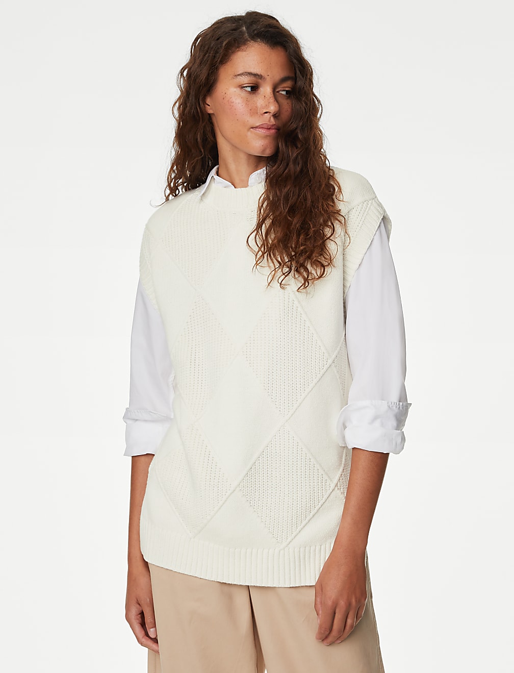 Cotton Rich Knitted Vest with Merino Wool
