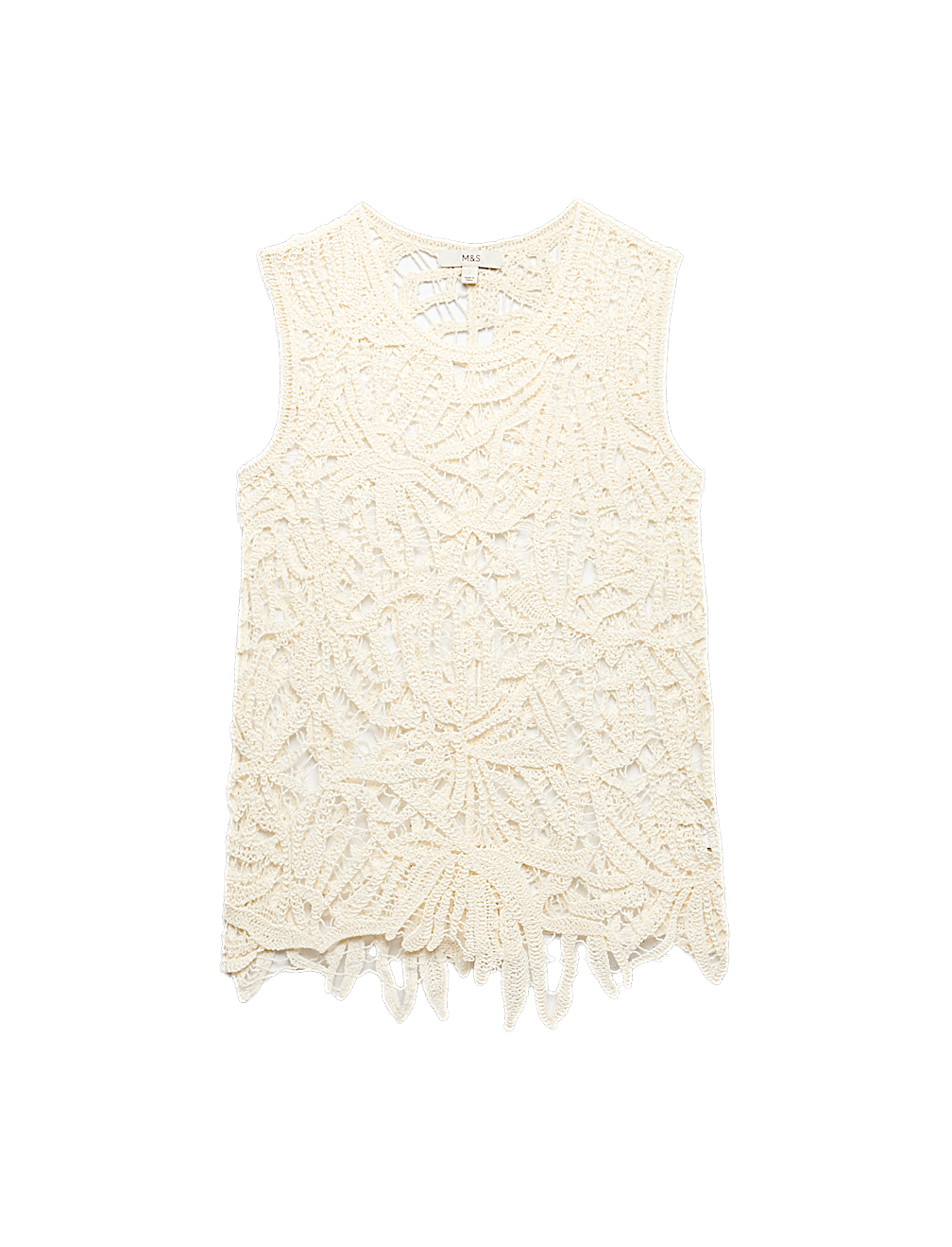 Pure Cotton Crochet-Style Knitted Vest