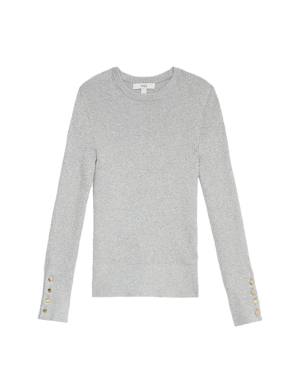 Ribbed Metallic Crew Neck Jumper
