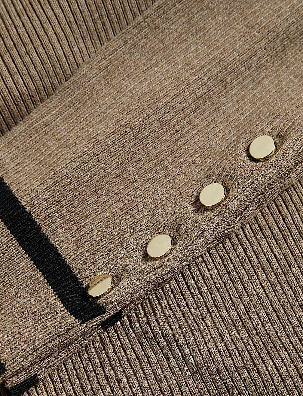 Ribbed Tipped Detail Crew Neck Jumper