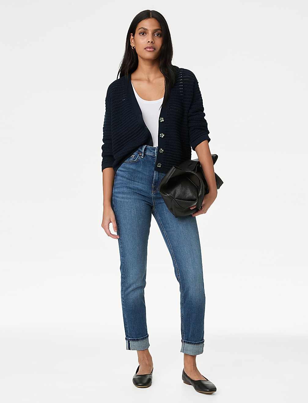 Cotton Rich Textured V-Neck Cardigan