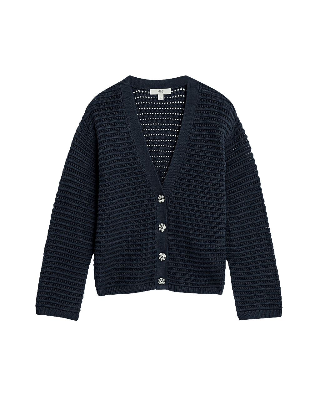 Cotton Rich Textured V-Neck Cardigan