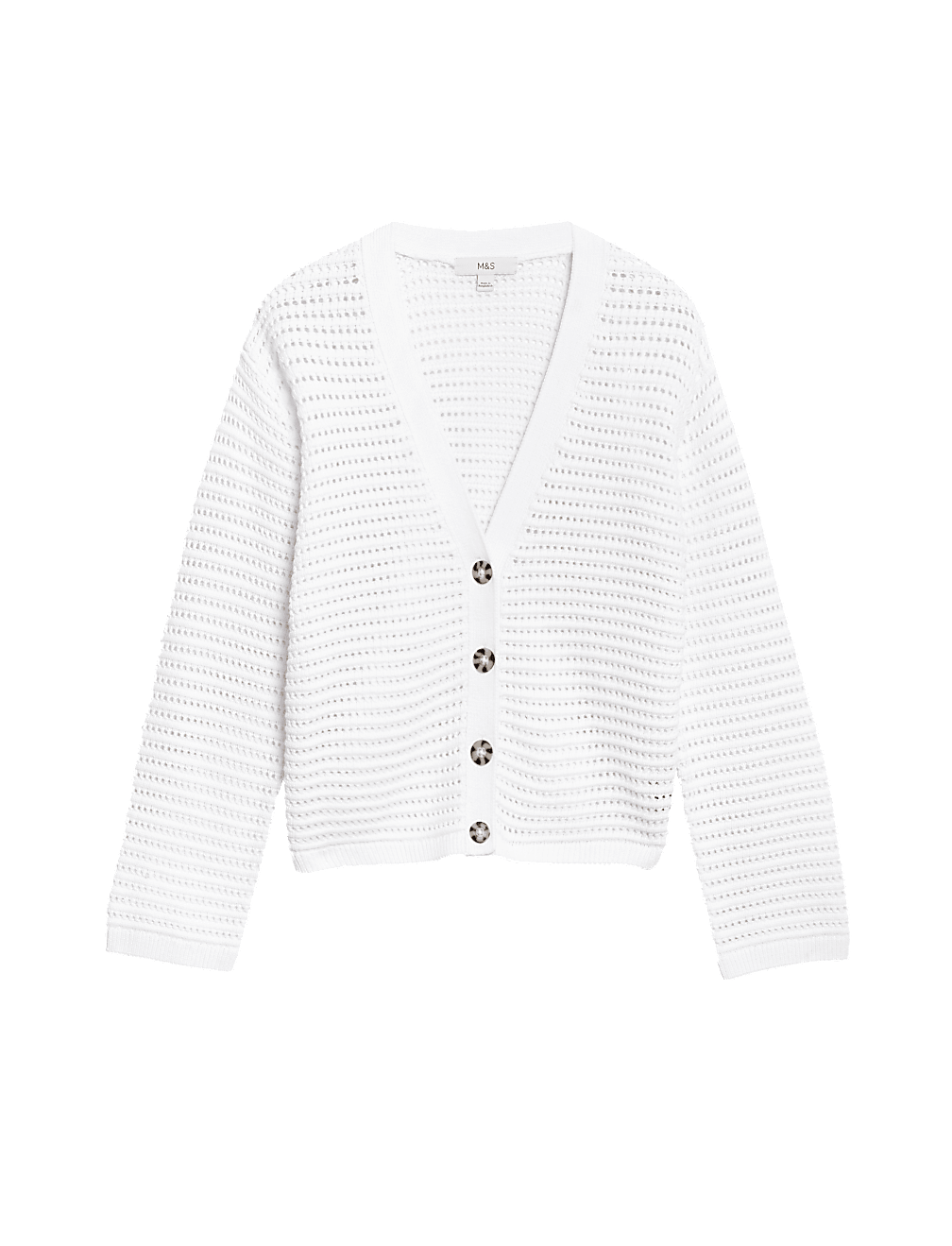 Cotton Rich Textured V-Neck Cardigan