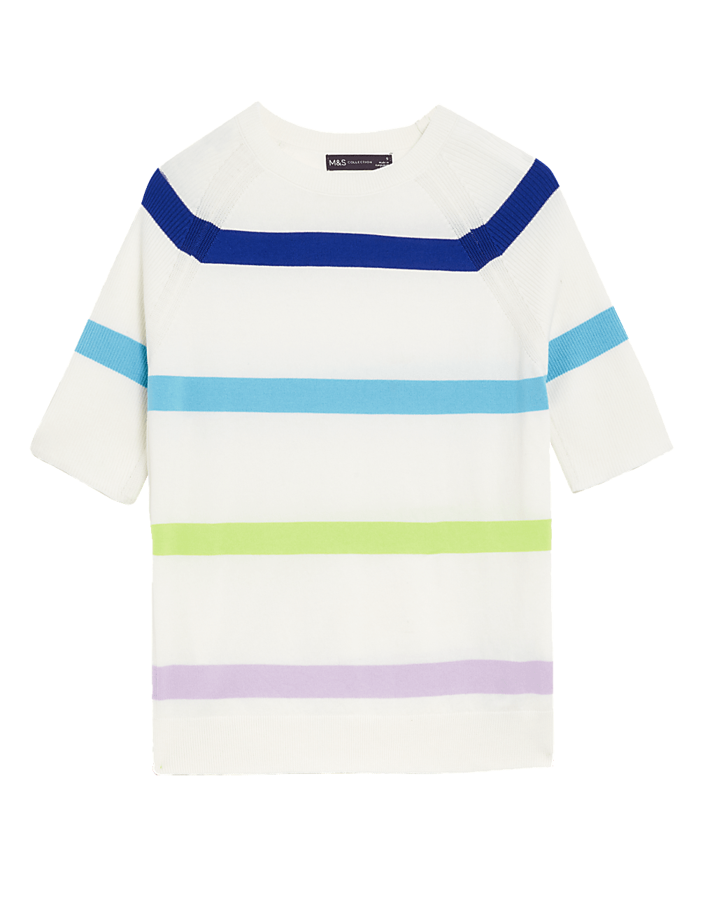 Cotton Rich Striped Ribbed Knitted Top