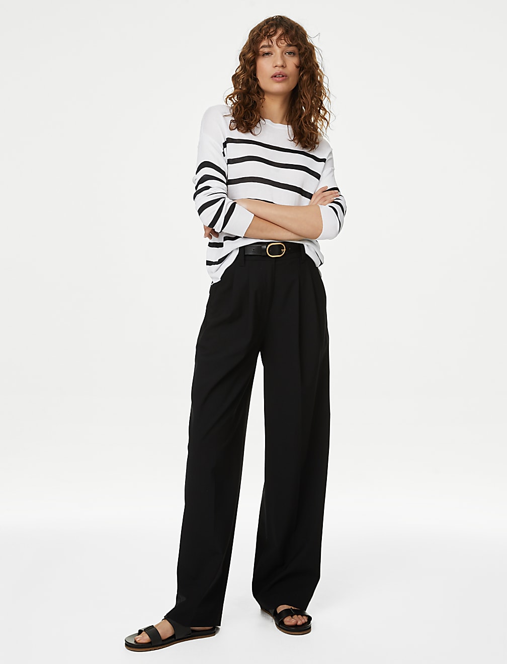 Lightweight Striped Crew Neck Jumper