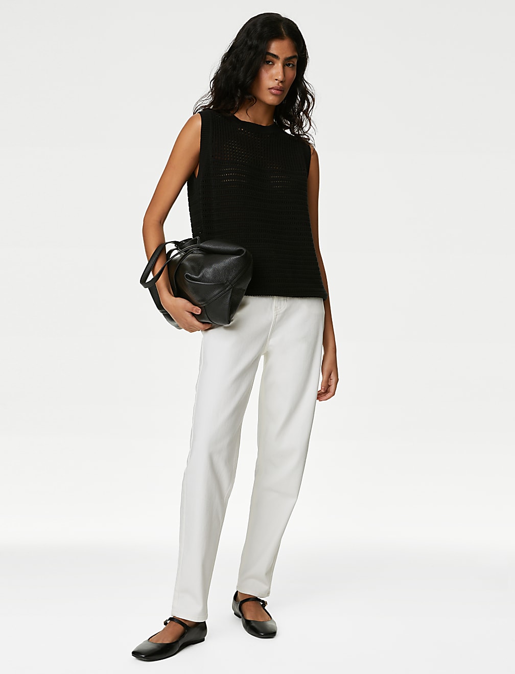 Cotton Rich Pointelle Knitted Vest