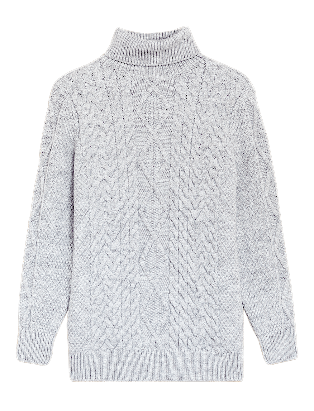 Cable Knit Roll Neck Longline Jumper
