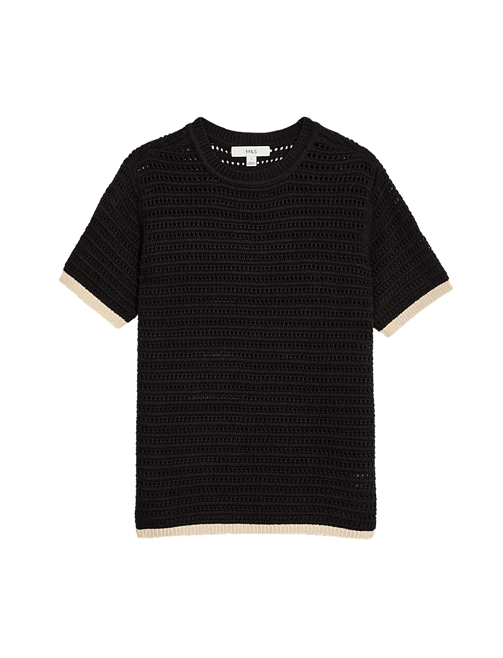 Cotton Rich Textured Tipped Knitted Top