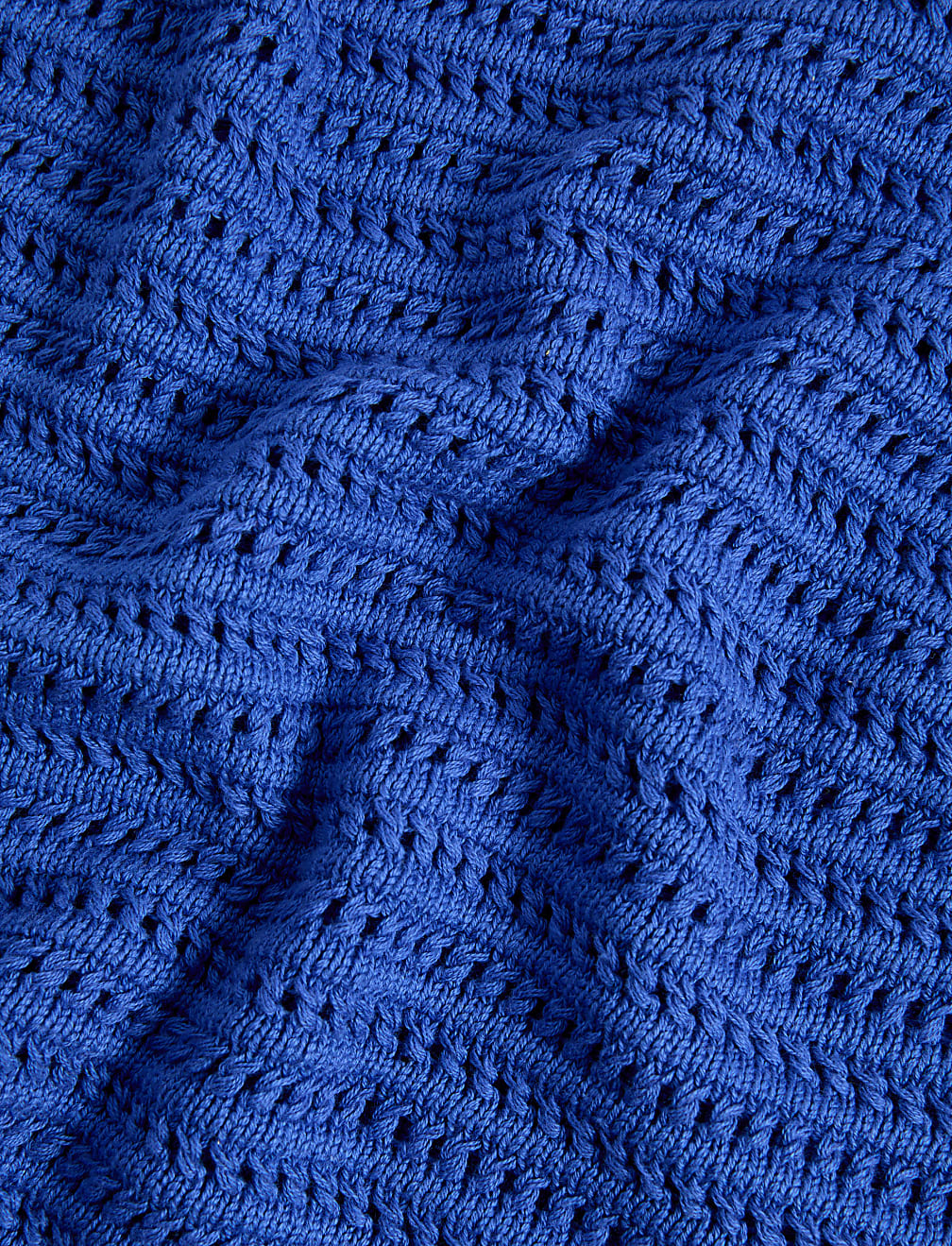 Cotton Rich Crew Neck Textured Knitted Top