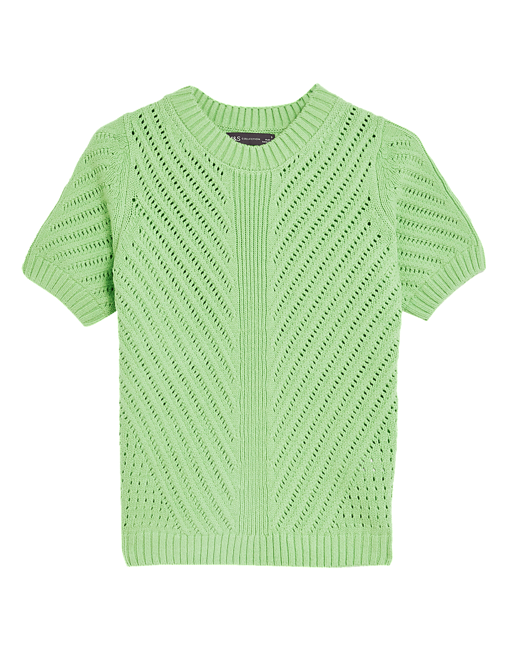 Cotton Rich Textured Crew Neck Knitted Top