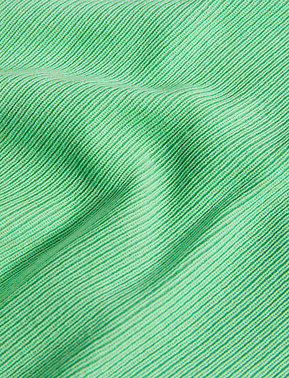 Cotton Rich Ribbed Collared Knitted Top