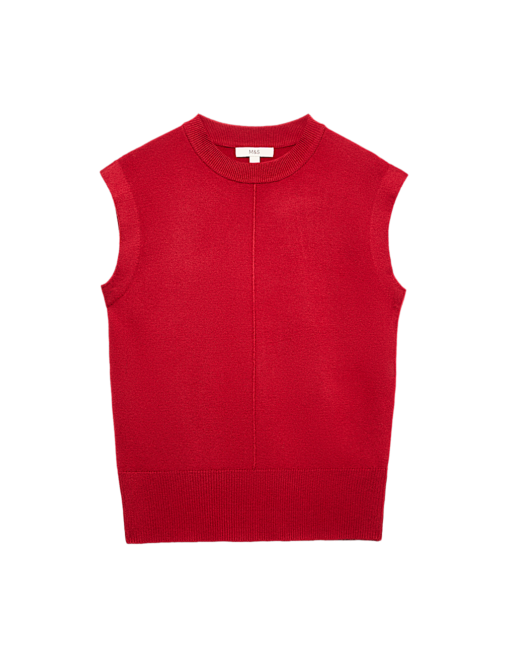 Air-Yarn Seam Detail Longline Knitted Vest