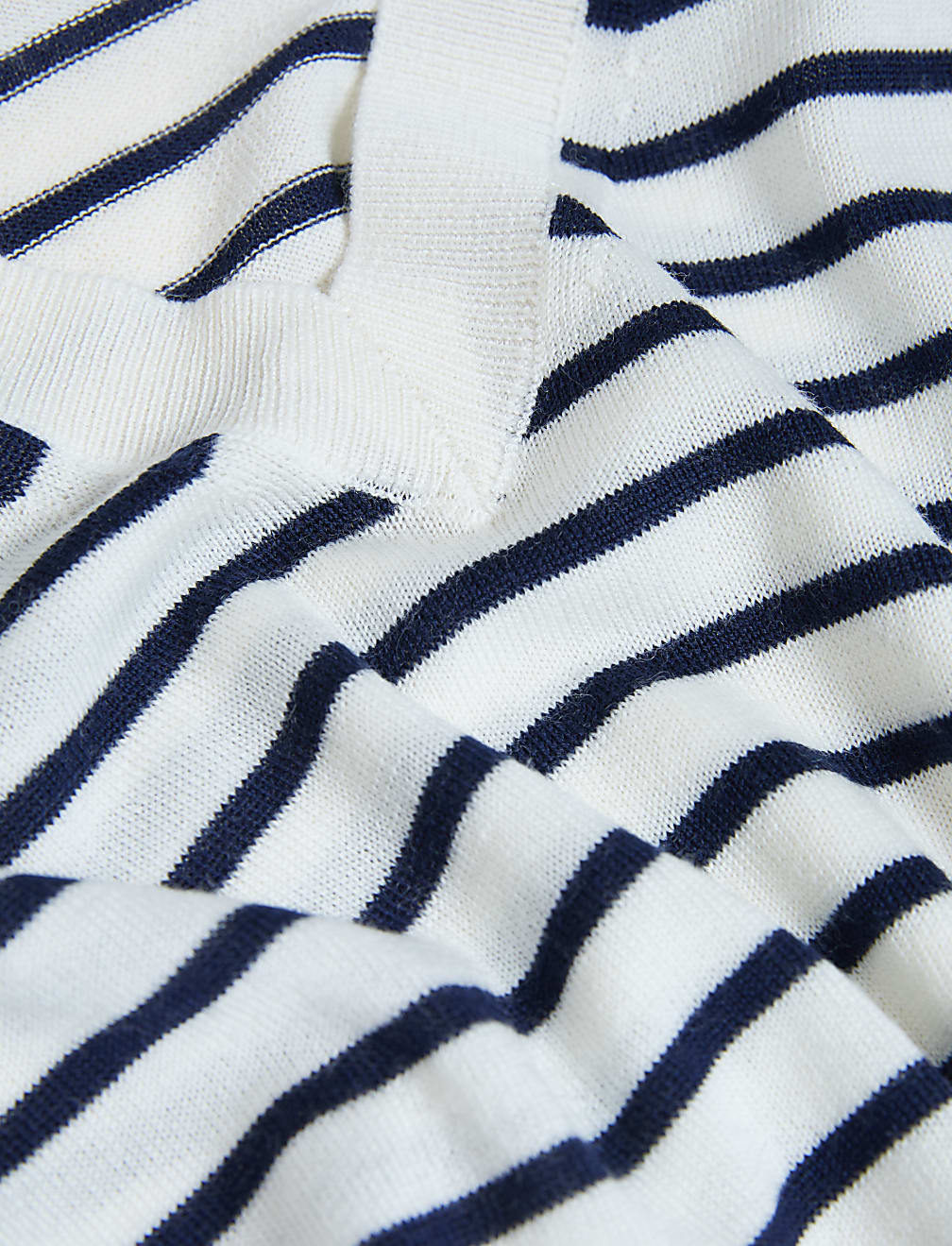 Pure Merino Wool Striped V-Neck Jumper