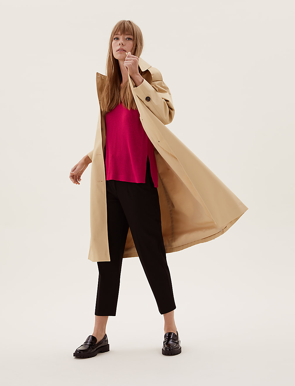 Pure Merino Wool Ribbed Longline Jumper