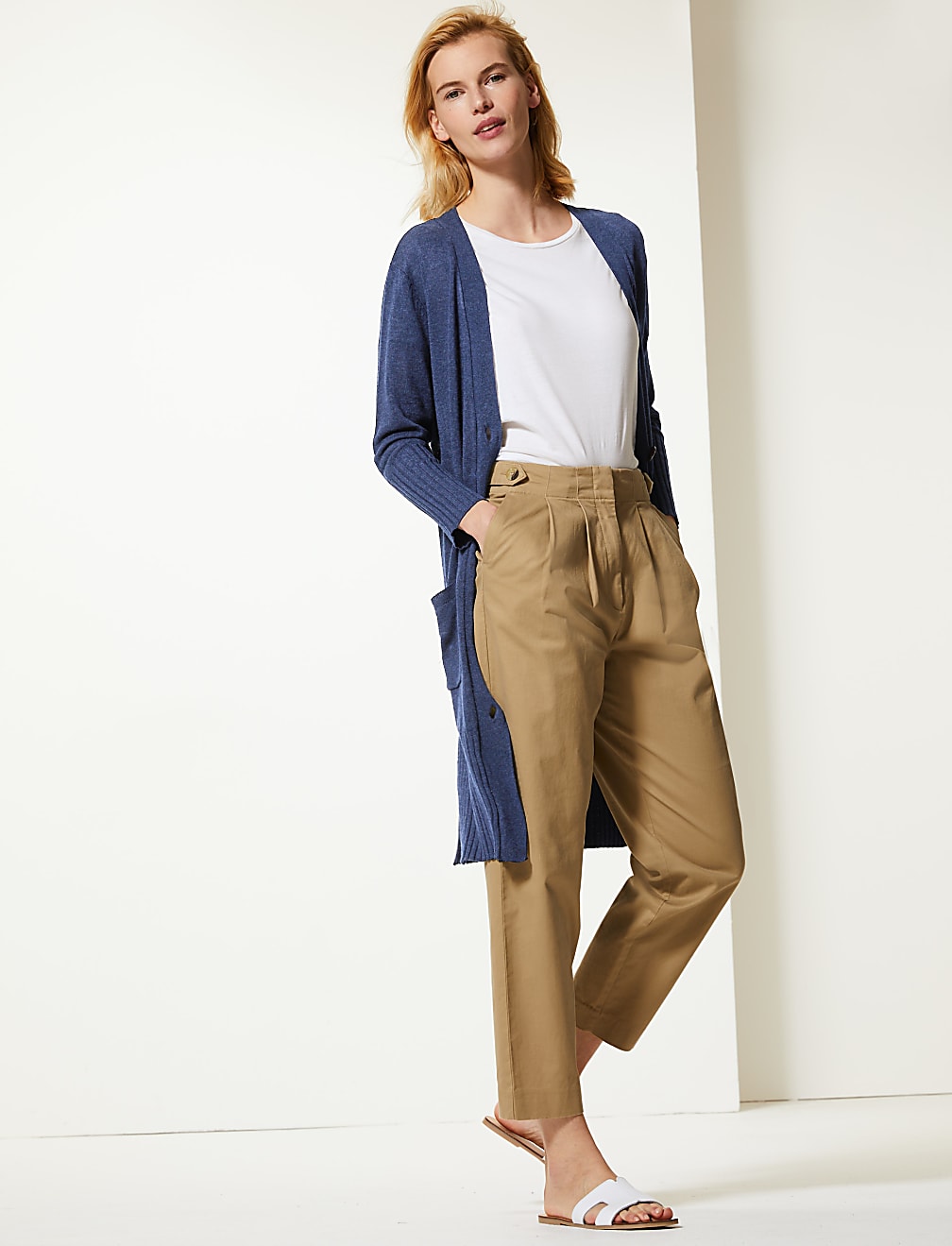 Linen longline cardigan clearance
