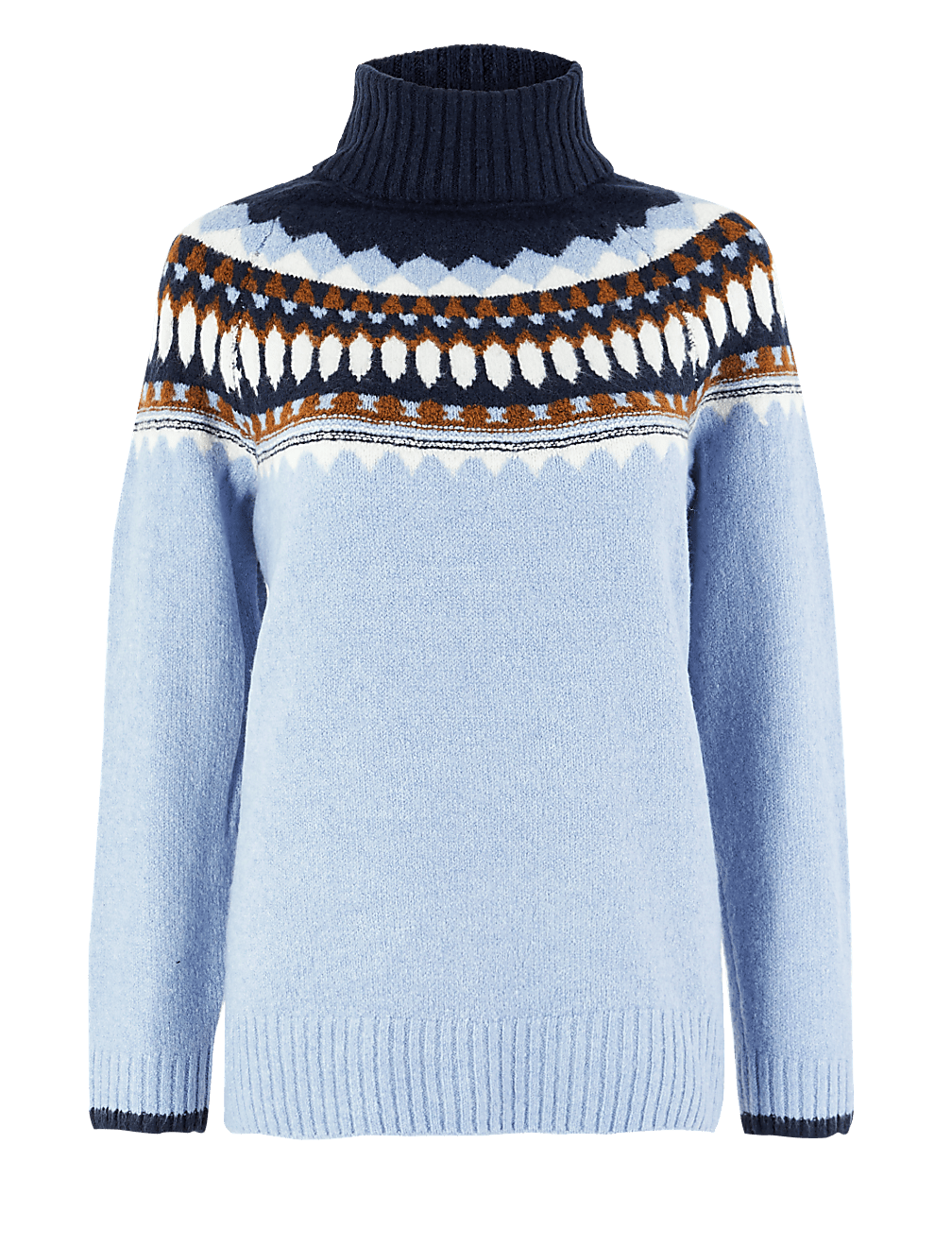 Fair Isle Print Roll Neck Relaxed Fit Jumper