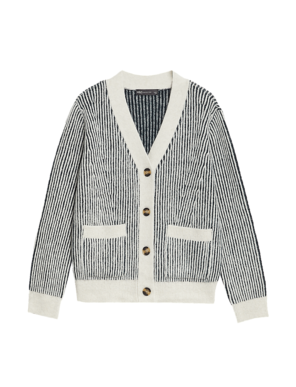 Recycled Blend Striped V-Neck Cardigan