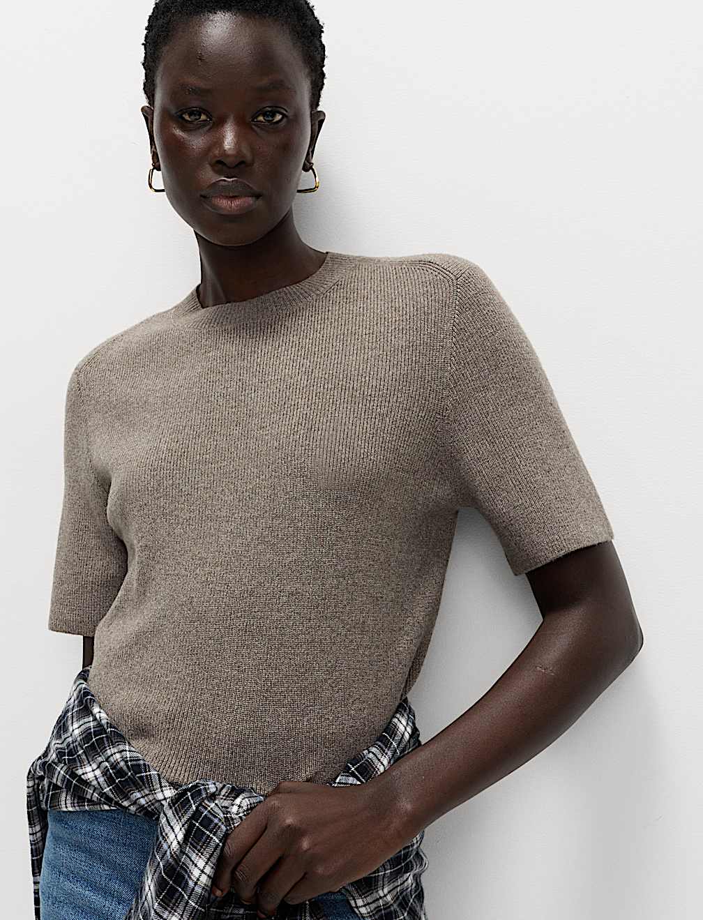 Air-Yarn Crew Neck Knitted Top