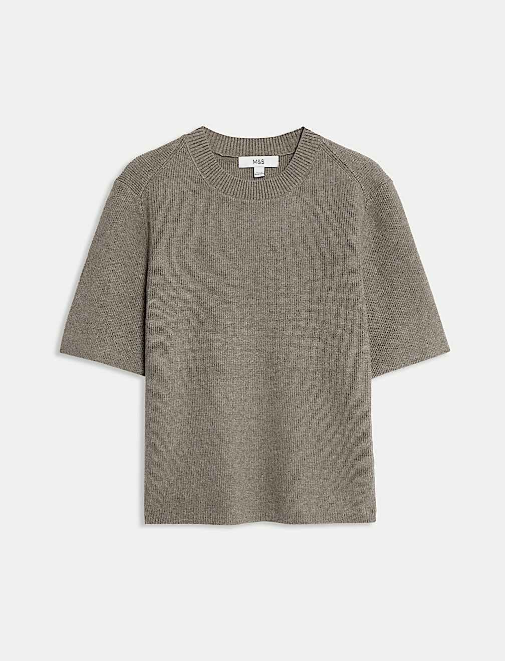 Air-Yarn Crew Neck Knitted Top