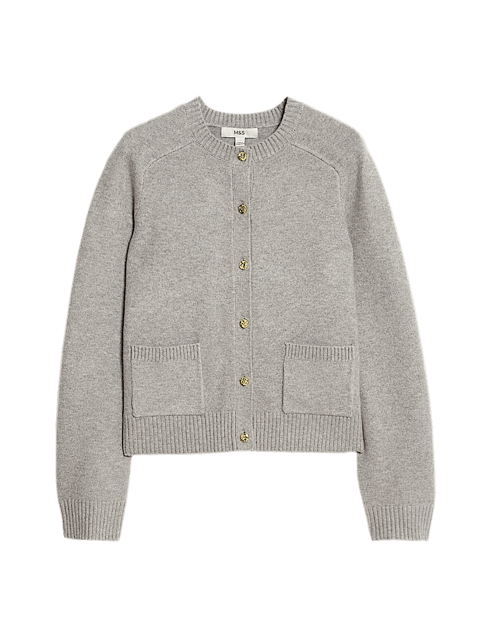 Air-Yarn Crew Neck Button Front Cropped Cardigan