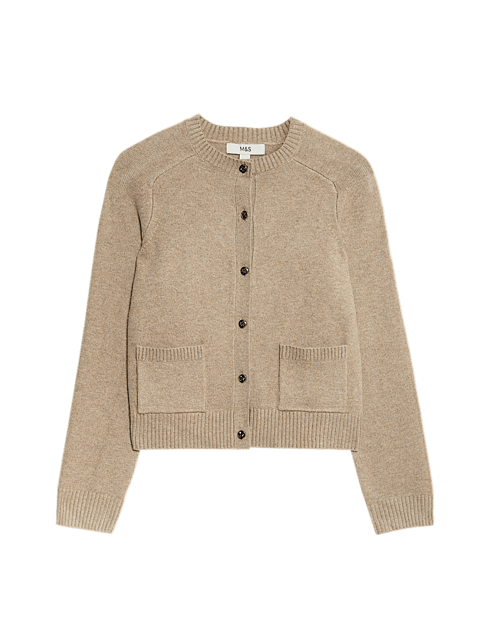 Air-Yarn Crew Neck Button Front Cropped Cardigan
