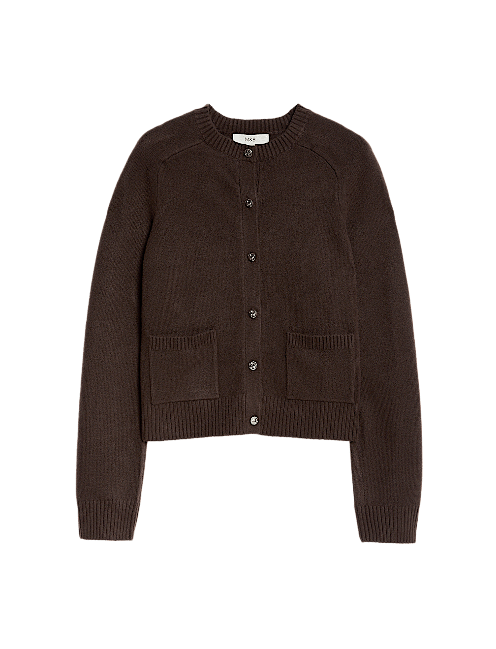Air-Yarn Crew Neck Button Front Cropped Cardigan