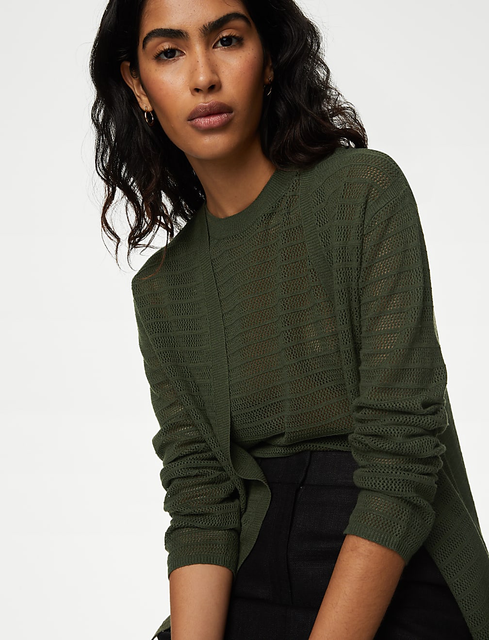 Edge to Edge Cardigan with Linen