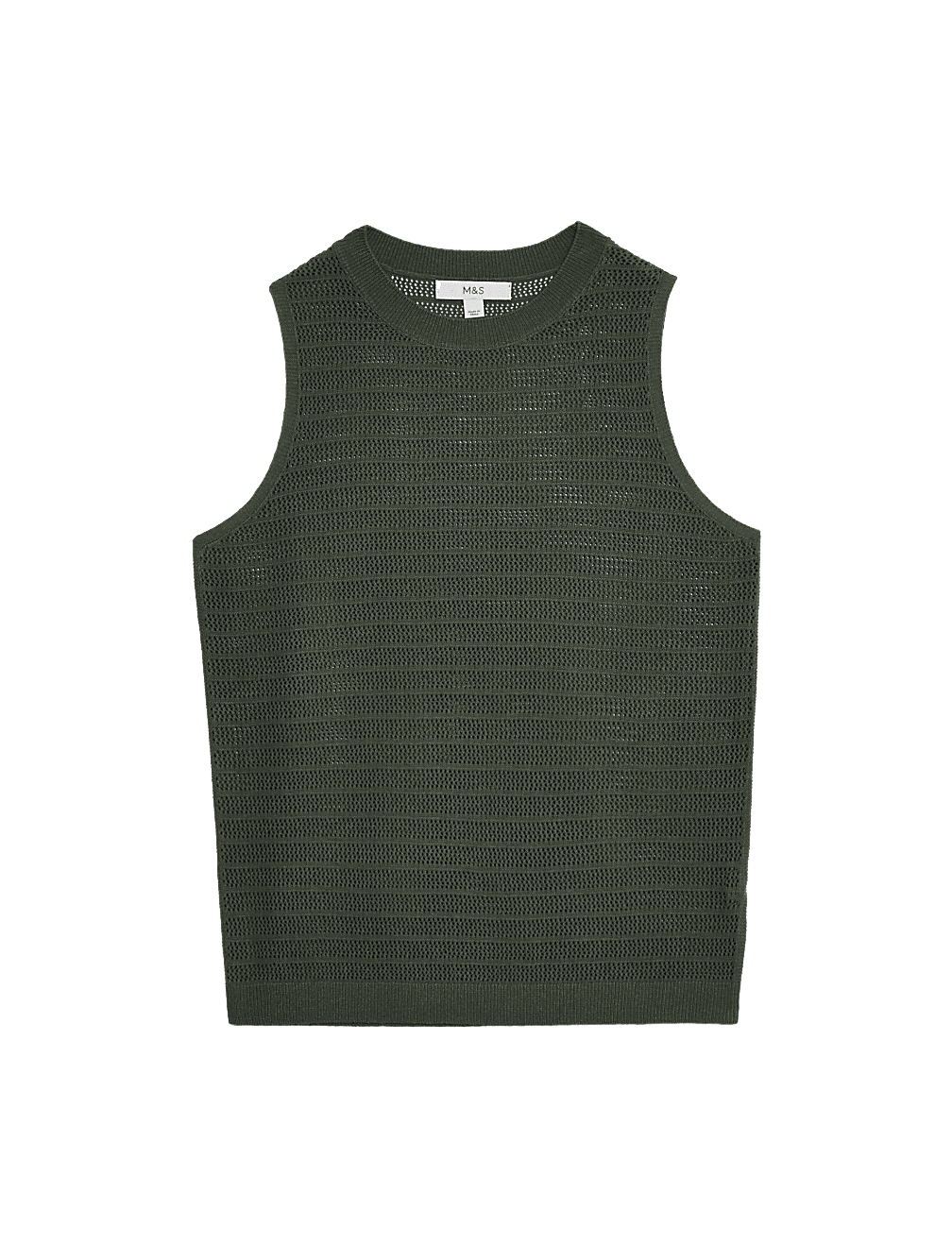 Textured Crew Neck Knitted Vest with Linen