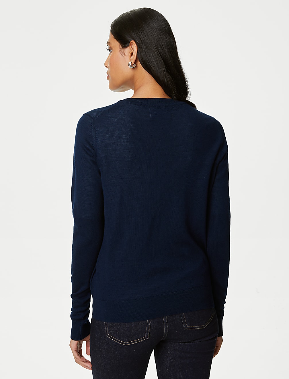 Pure Merino Wool Crew Neck Cardigan