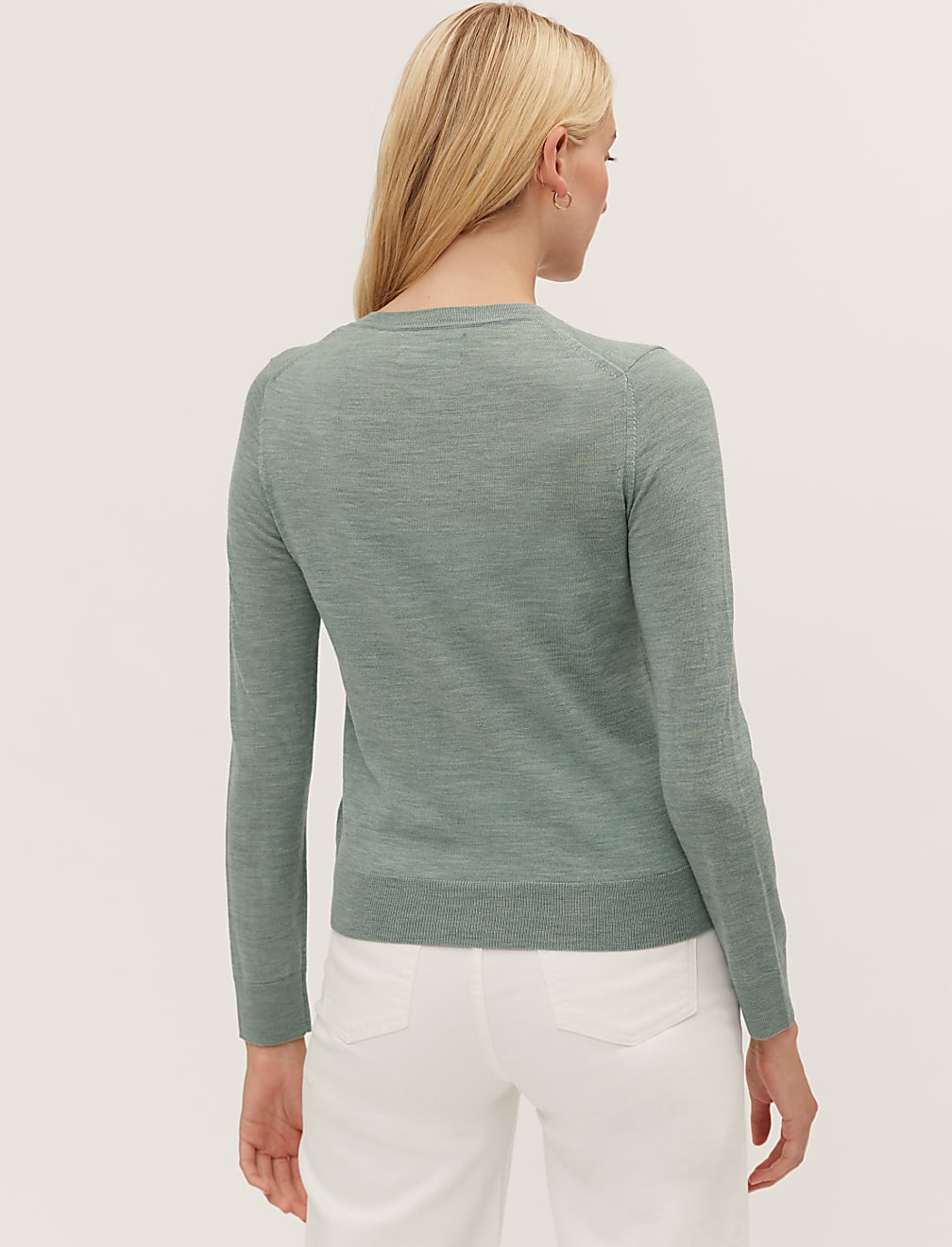 Pure Merino Wool Crew Neck Cardigan