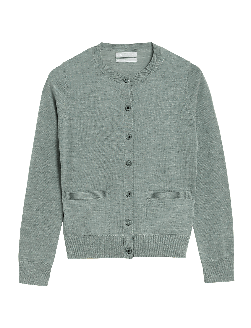 Pure Merino Wool Crew Neck Cardigan