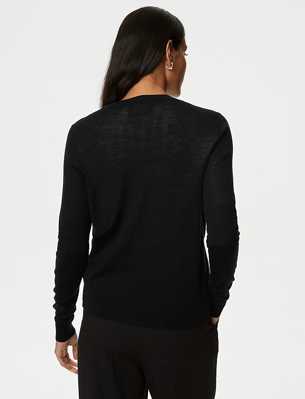 Pure Merino Wool Crew Neck Cardigan