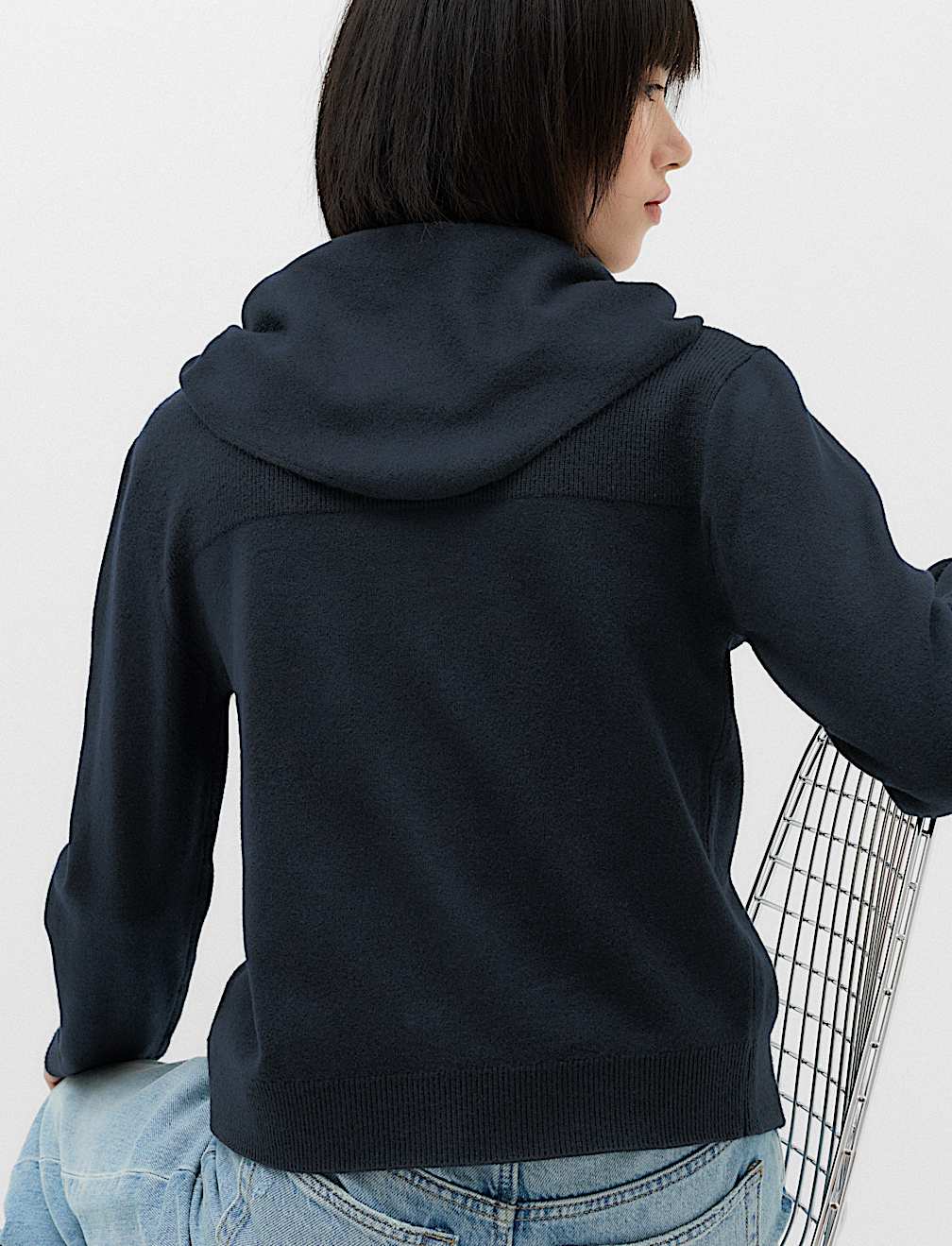 Air-Yarn Scarf Neck Button Through Cardigan