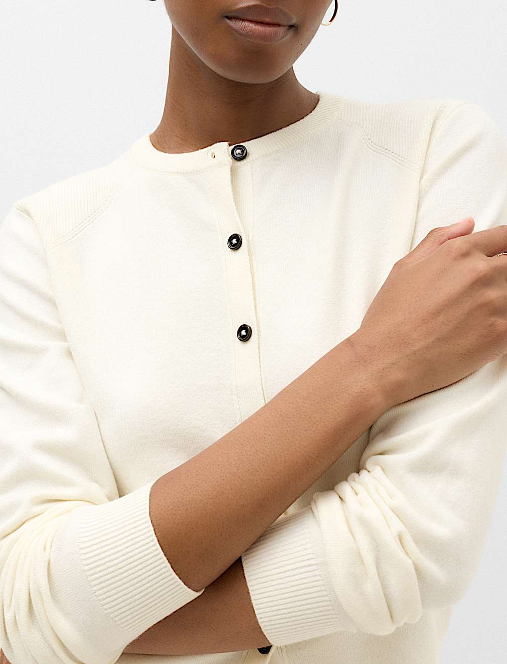 Air-Yarn Scarf Neck Button Through Cardigan