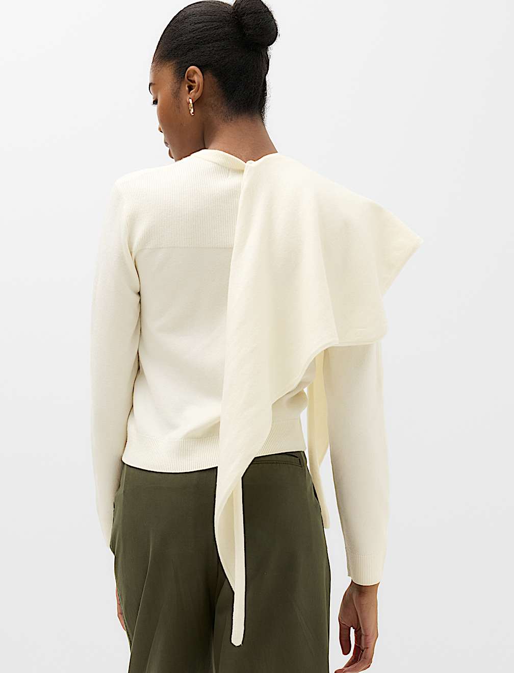 Air-Yarn Scarf Neck Button Through Cardigan