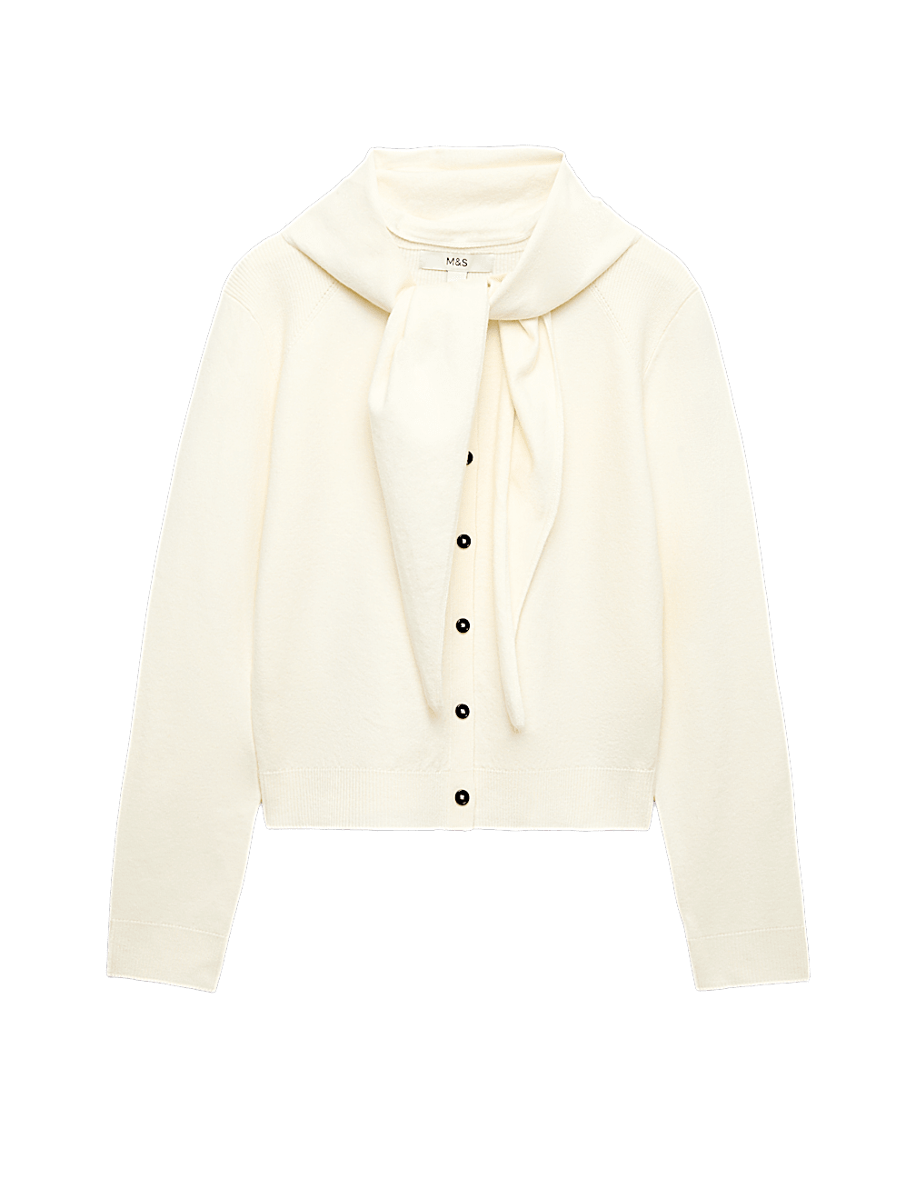 Air-Yarn Scarf Neck Button Through Cardigan