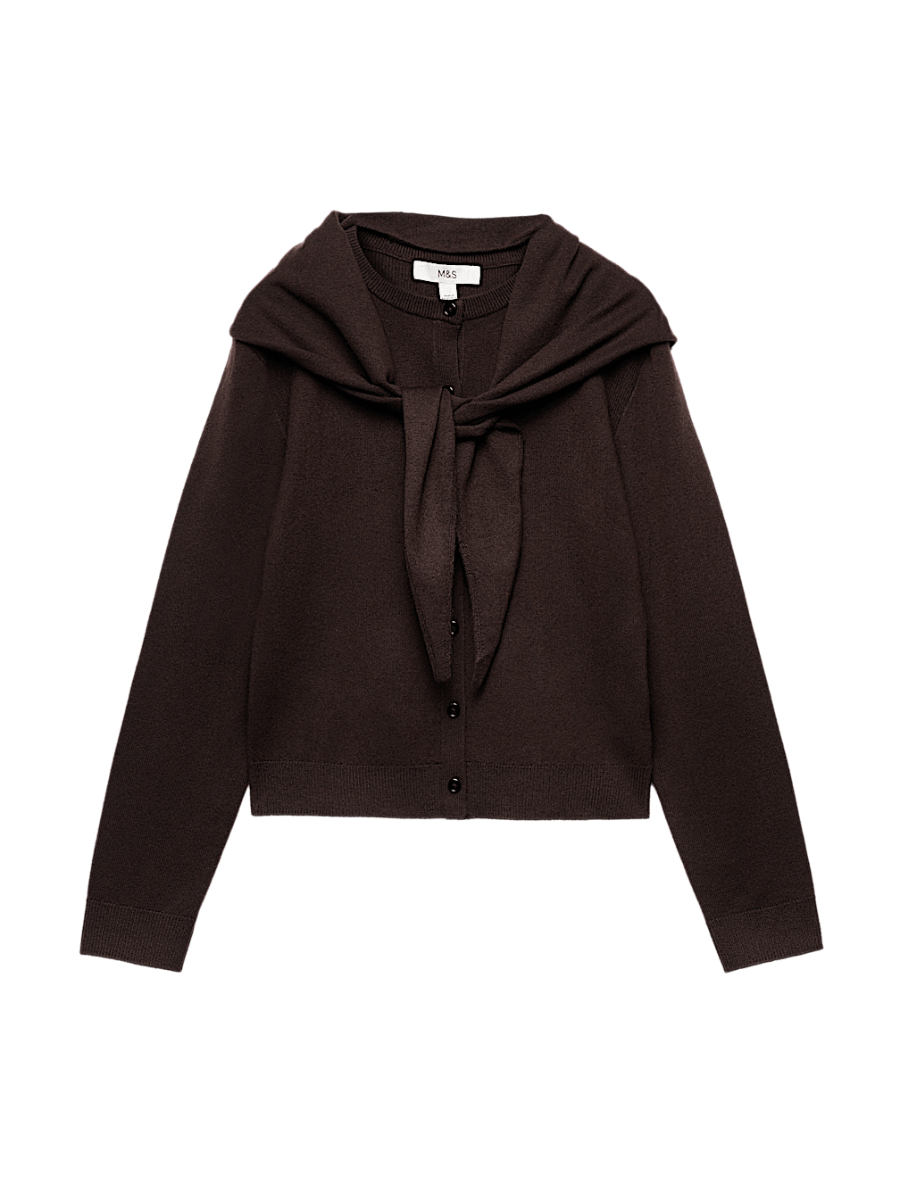Air-Yarn Scarf Neck Button Through Cardigan
