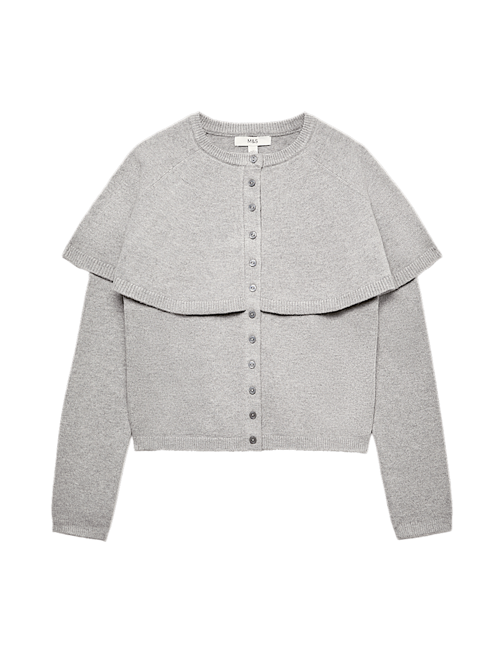 Air-Yarn Crew Neck Cape Slim Fit Cardigan