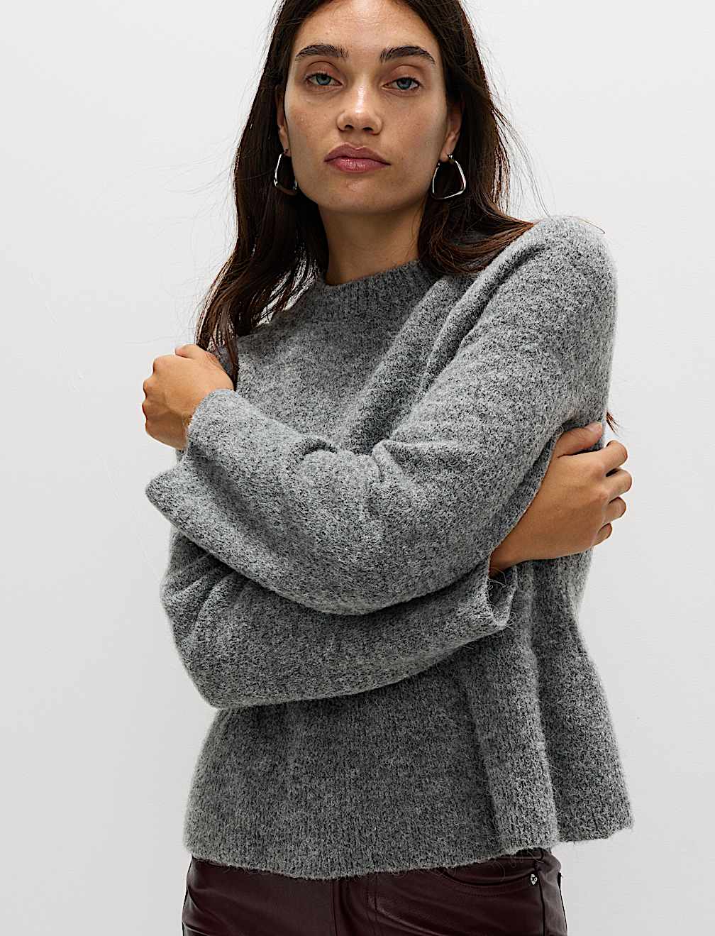 Crew Neck Peplum Jumper with Wool