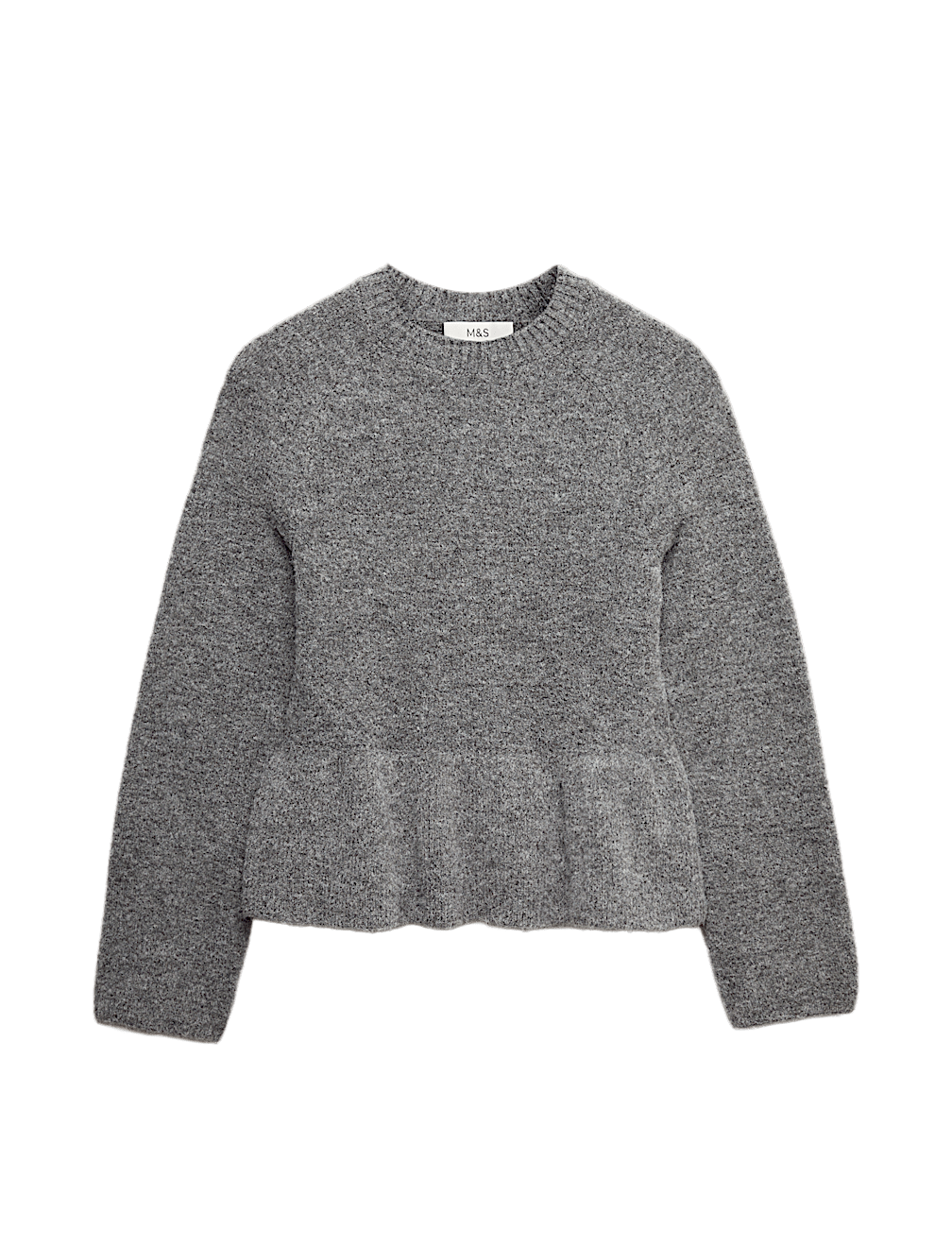 Crew Neck Peplum Jumper with Wool