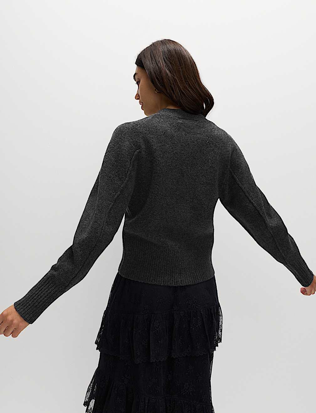 Embellished V-Neck Cardigan with Wool