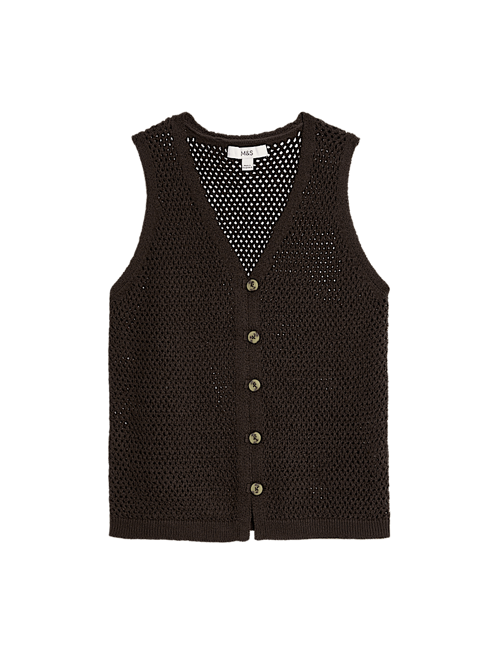 Cotton Blend Button Through Knitted Waistcoat