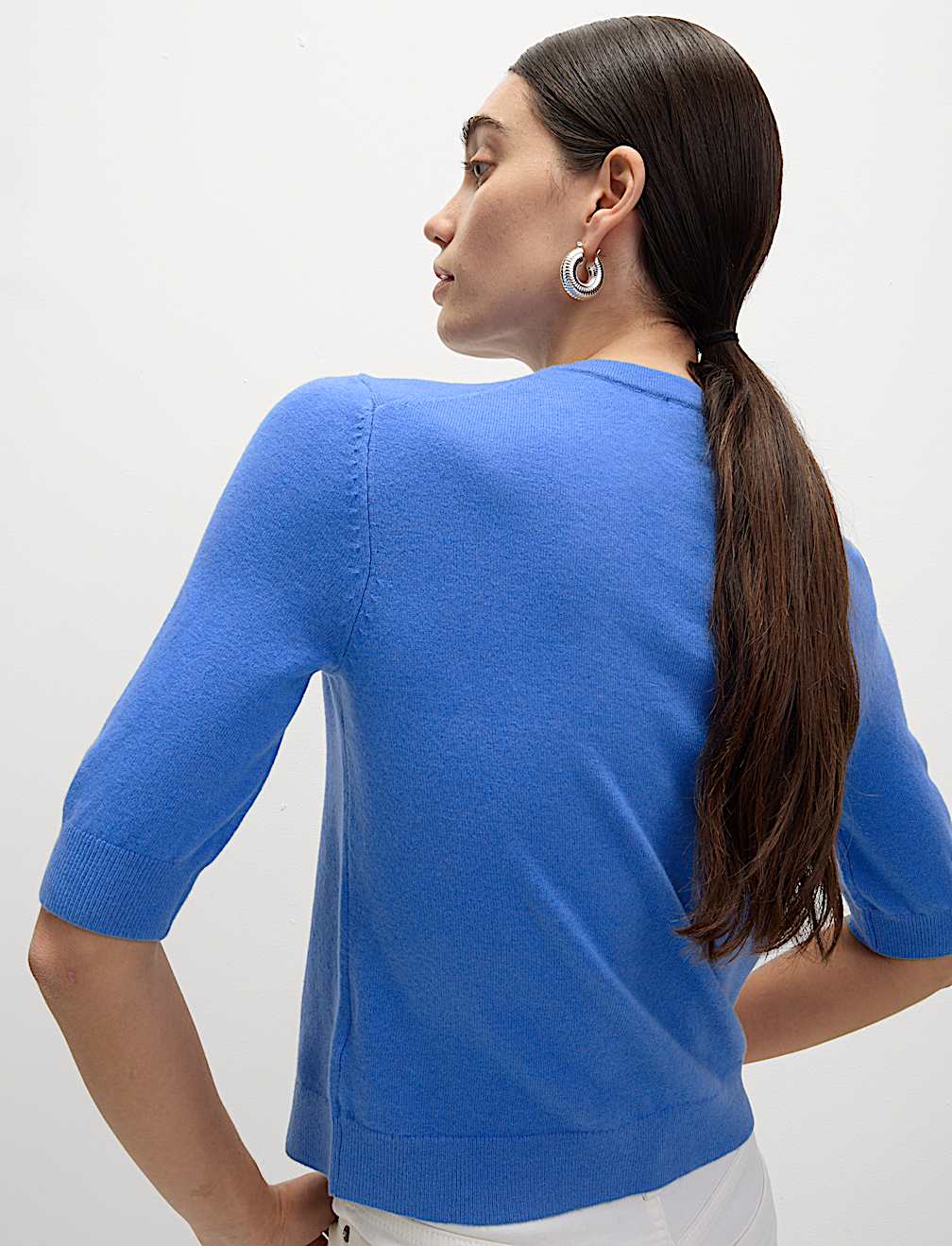 Air-Yarn Button Front Short Sleeve Cropped Cardigan