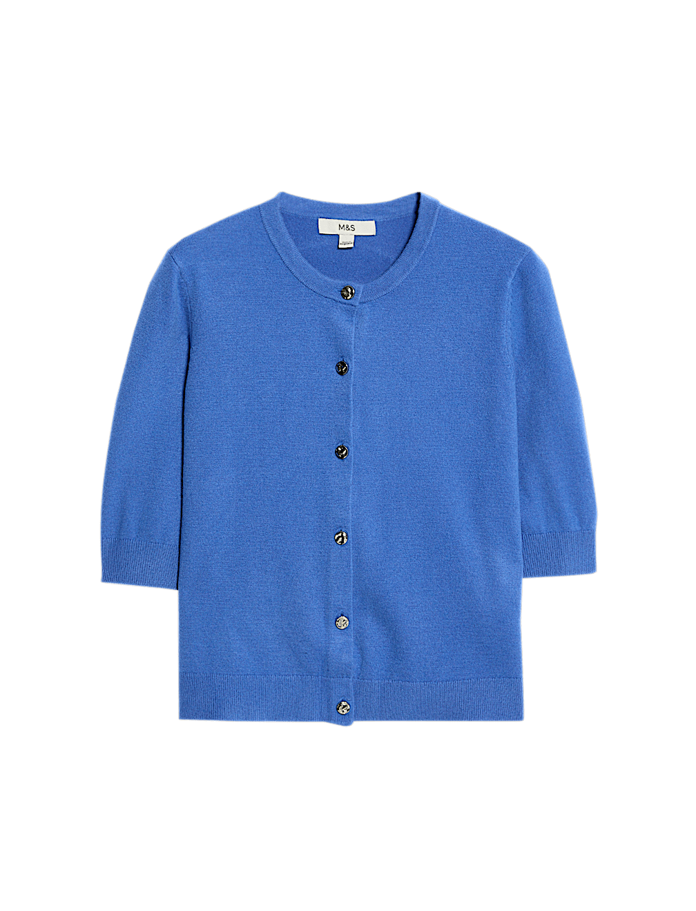 Air-Yarn Button Front Short Sleeve Cropped Cardigan