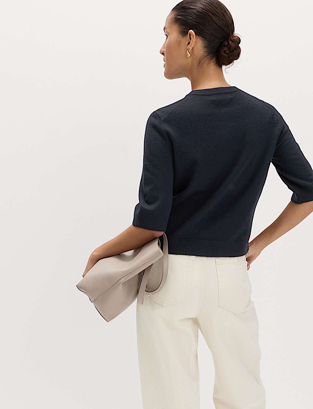 Air-Yarn Button Front Short Sleeve Cropped Cardigan